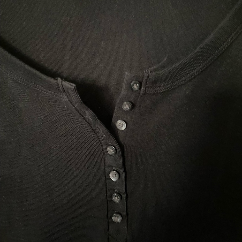 Joe Fresh Black Long Sleeve Henley Top